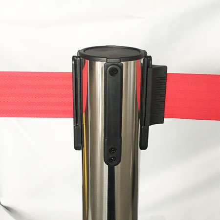 Crowd Control Stainless Steel Retractable Red Belt Posts