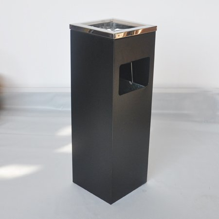 Hotel lobby black coating indoor metal dustbins ashtray 