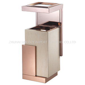 Hotel lobby rose gold marble indoor dustbins 