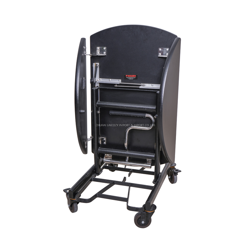 5 Star Hotel High Quality Room Service Trolley Black Finish with PU Edge Tri-fold Table Top