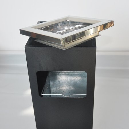 Hotel lobby black coating indoor metal dustbins ashtray 