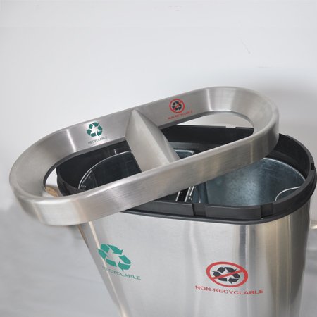 Hotel lobby stainless steel indoor double dustbins