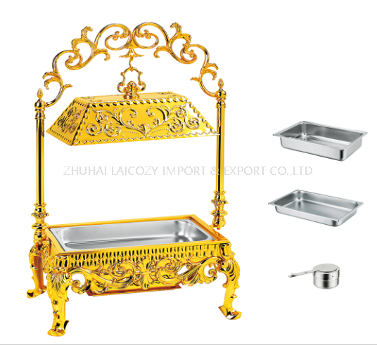 Luxury Gold 304 Stainless Steel Catering Food Warmer Buffet Chaffing Dishes Hanging Chafing Dish