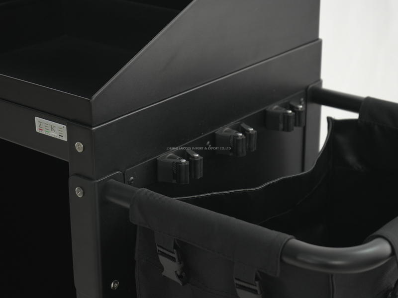 Black Durable Steel Hotel Guest Room Housekeeping Trolley