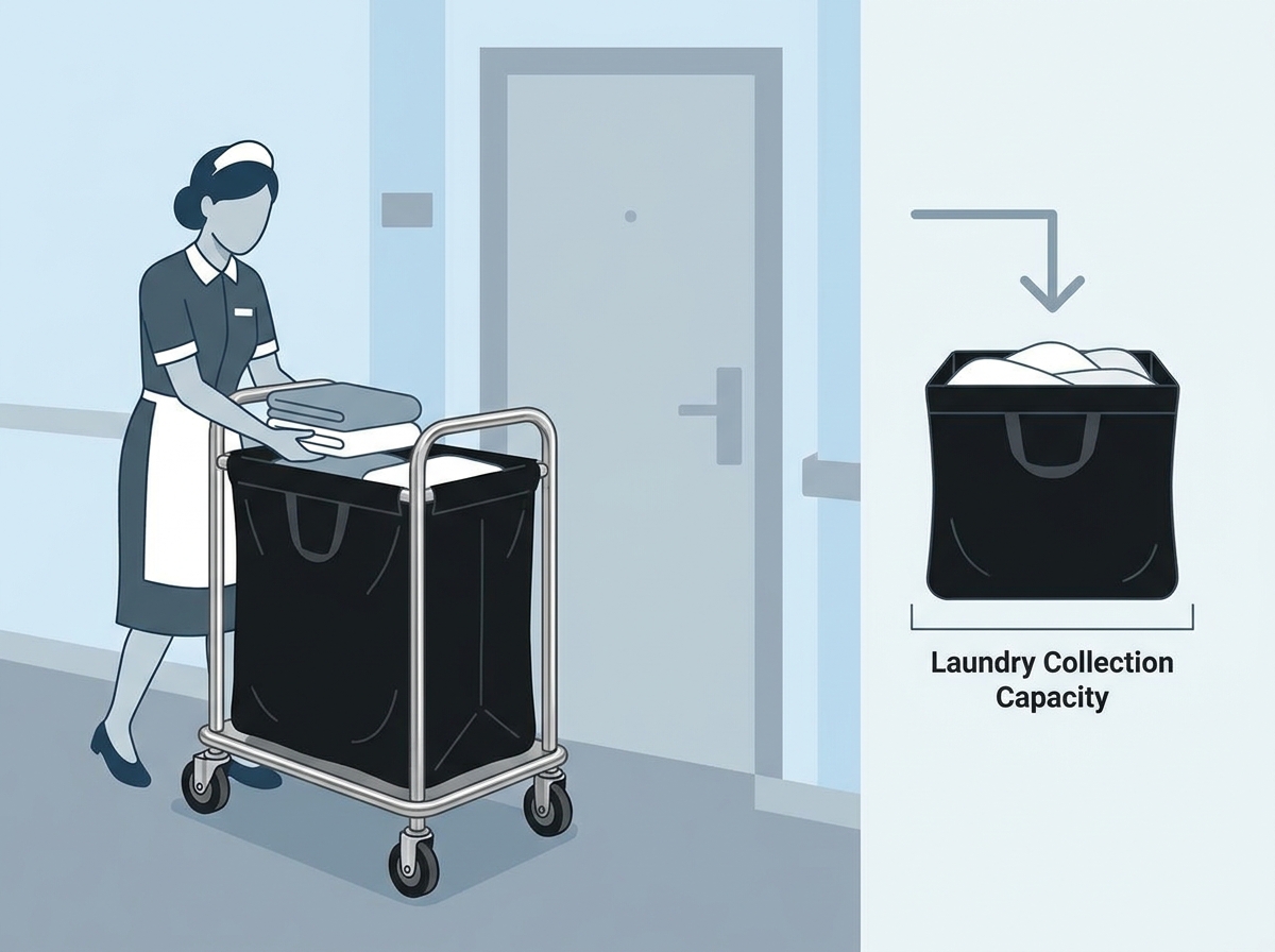 A professional laundry cart used for hotel linen collection