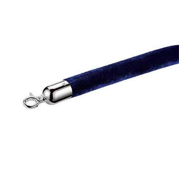 4-Pack Blue Velvet Ropes With Silver Hooks - 6.6 Ft Each, Crowd Control Barrier Ropes